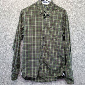 Tommy Hilfiger Long Sleeve Button Up Dress Shirt Men's Small Green Plaid